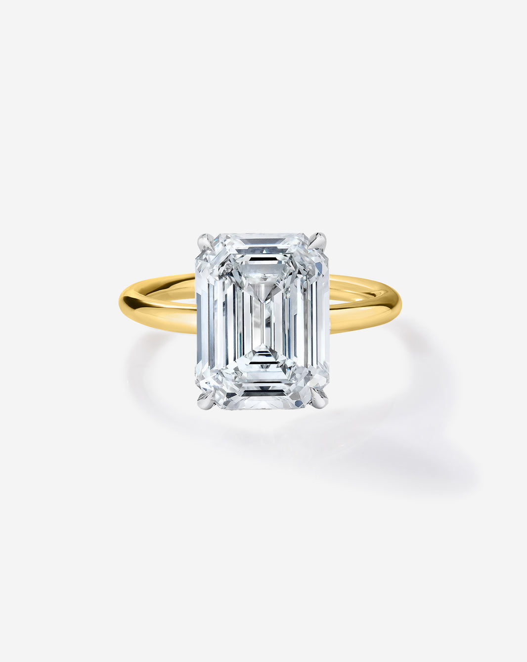 3 carat Emerald Diamond Cloud Solitaire Engagement Ring | 14k yellow gold w/ platinum prongs