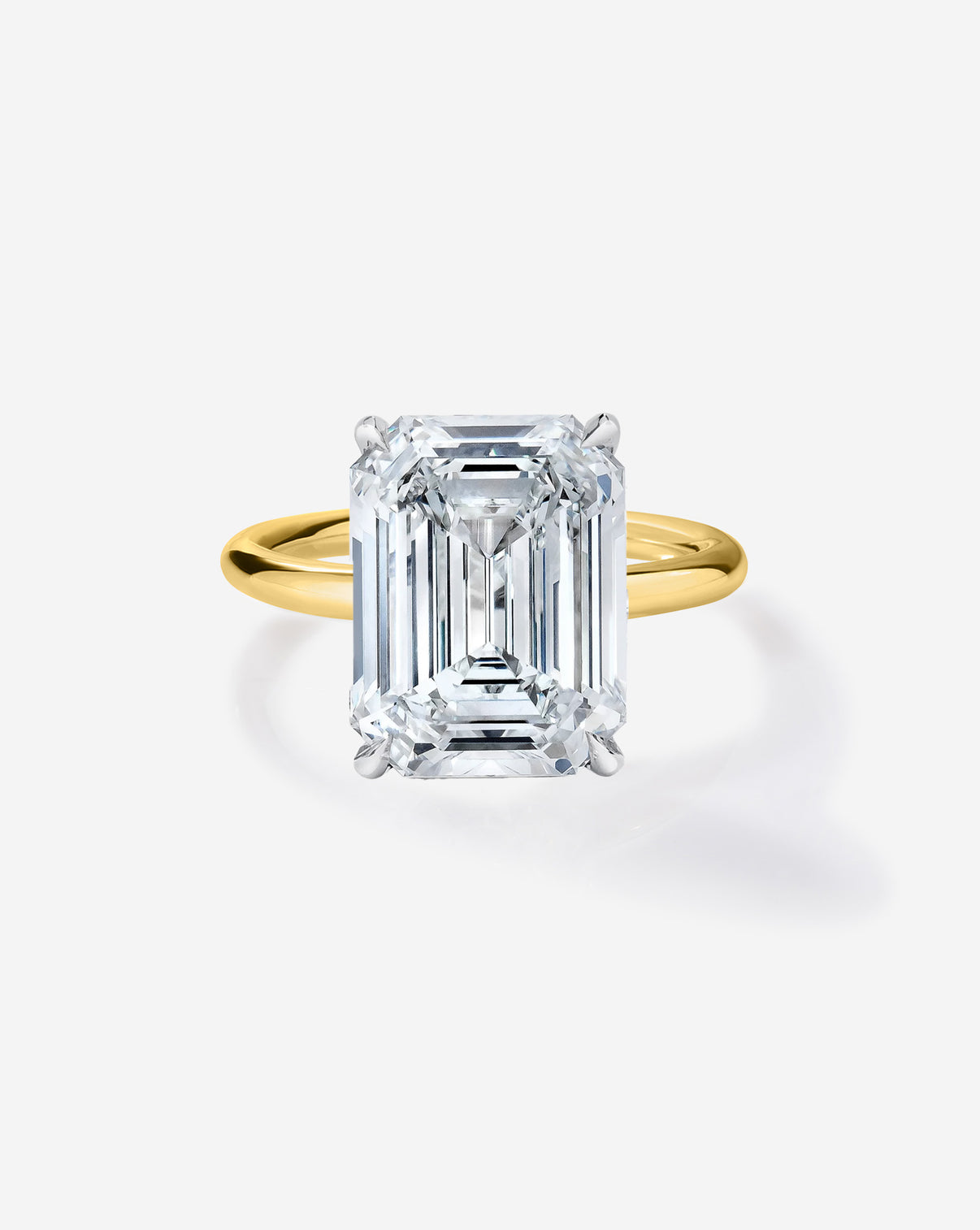 5 carat Emerald Diamond Cloud Solitaire Engagement Ring | 14k yellow gold w/ platinum prongs