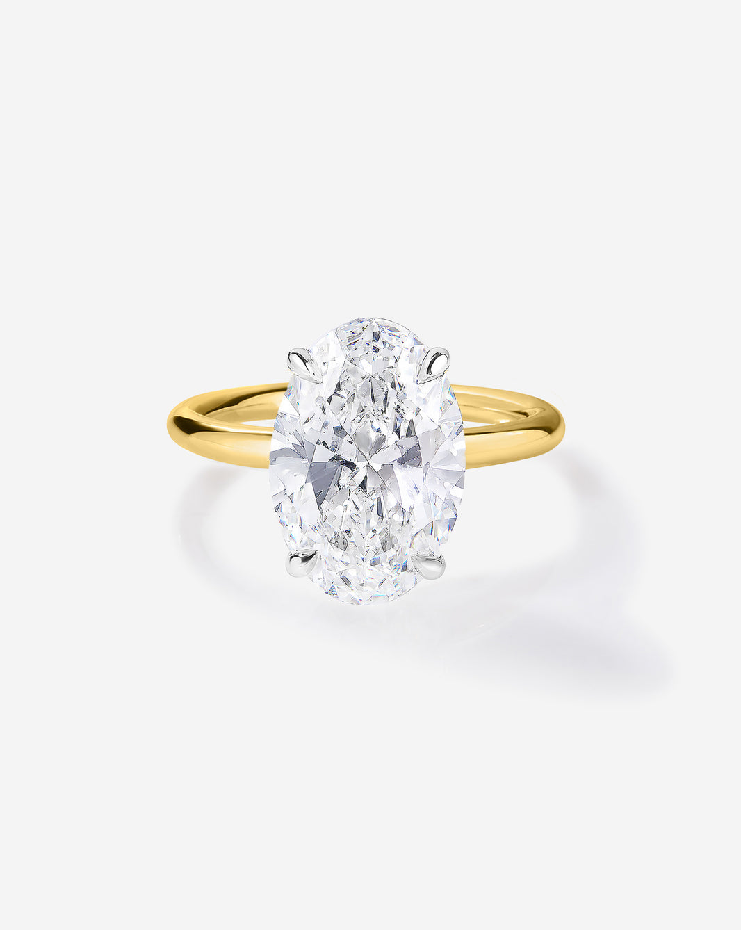 3 carat Oval Diamond in Cloud Solitaire Hidden Halo 14K Yellow Gold