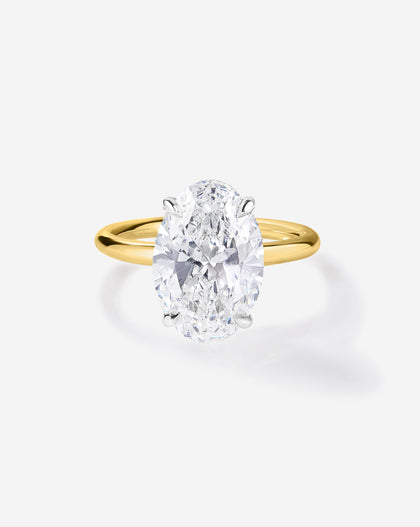 3 carat Oval Diamond Cloud Solitaire Engagement Ring | 14k yellow gold w/ platinum prongs