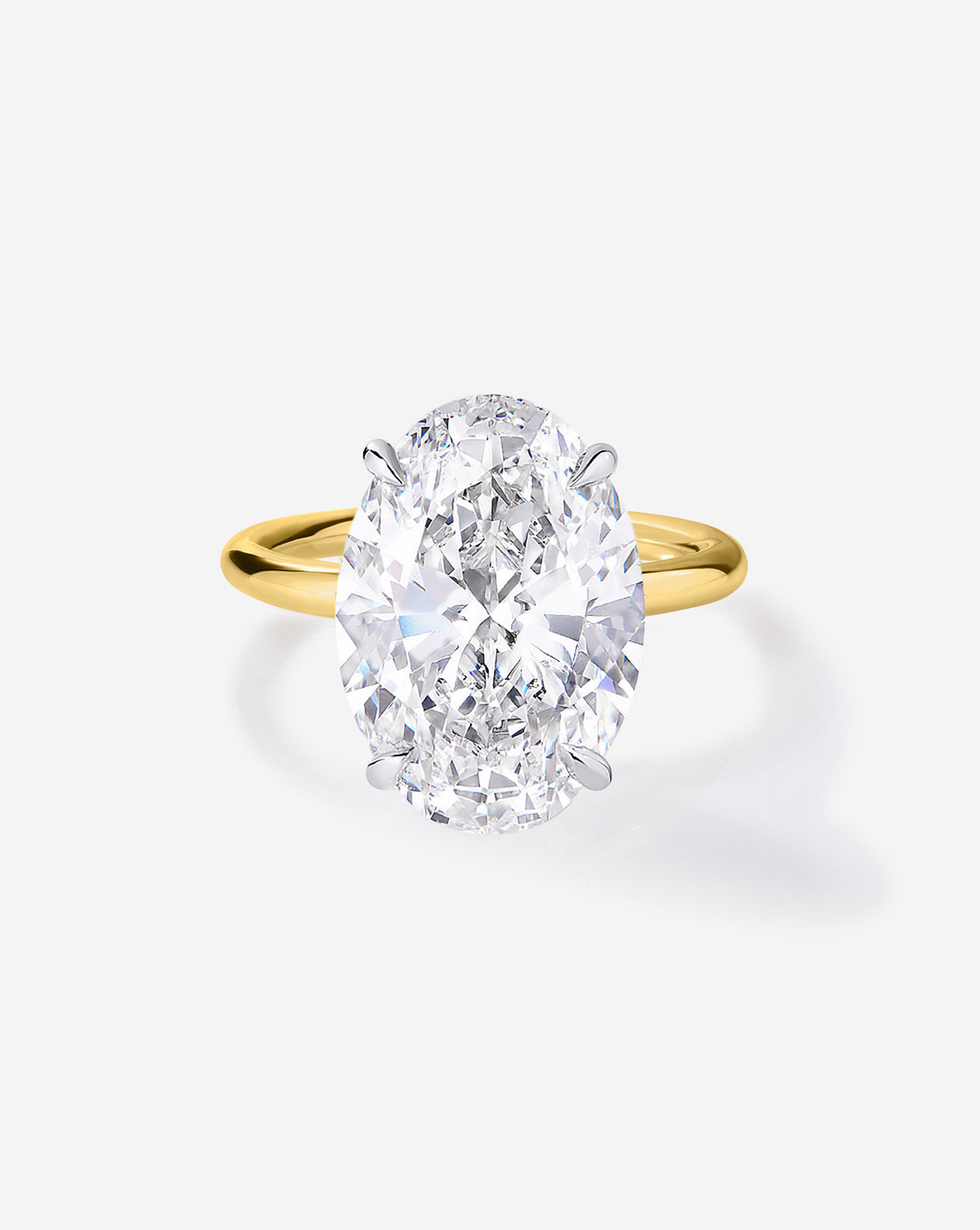 4 carat Oval Diamond Cloud Solitaire Engagement Ring | 14k yellow gold w/ platinum prongs