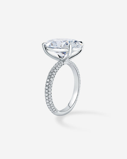 5 carat Oval Diamond Engagement Ring in Cloud Pave Platinum side view