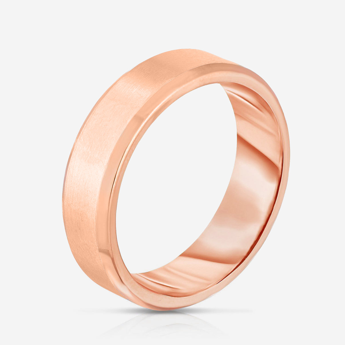 4 mm Contrast + Beveled Wedding Band 14k rose gold side 4237901325935242378906402904