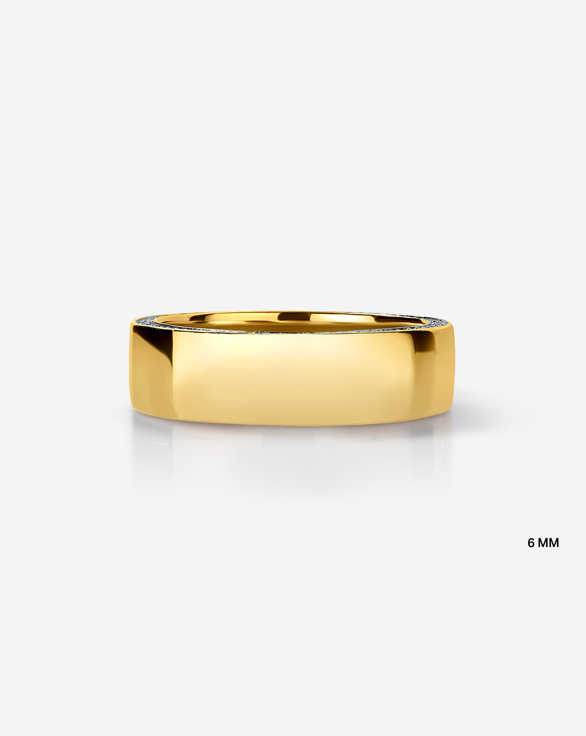 Flat lay of 6 mm brilliant pave cigar band in 14k Yellow Gold