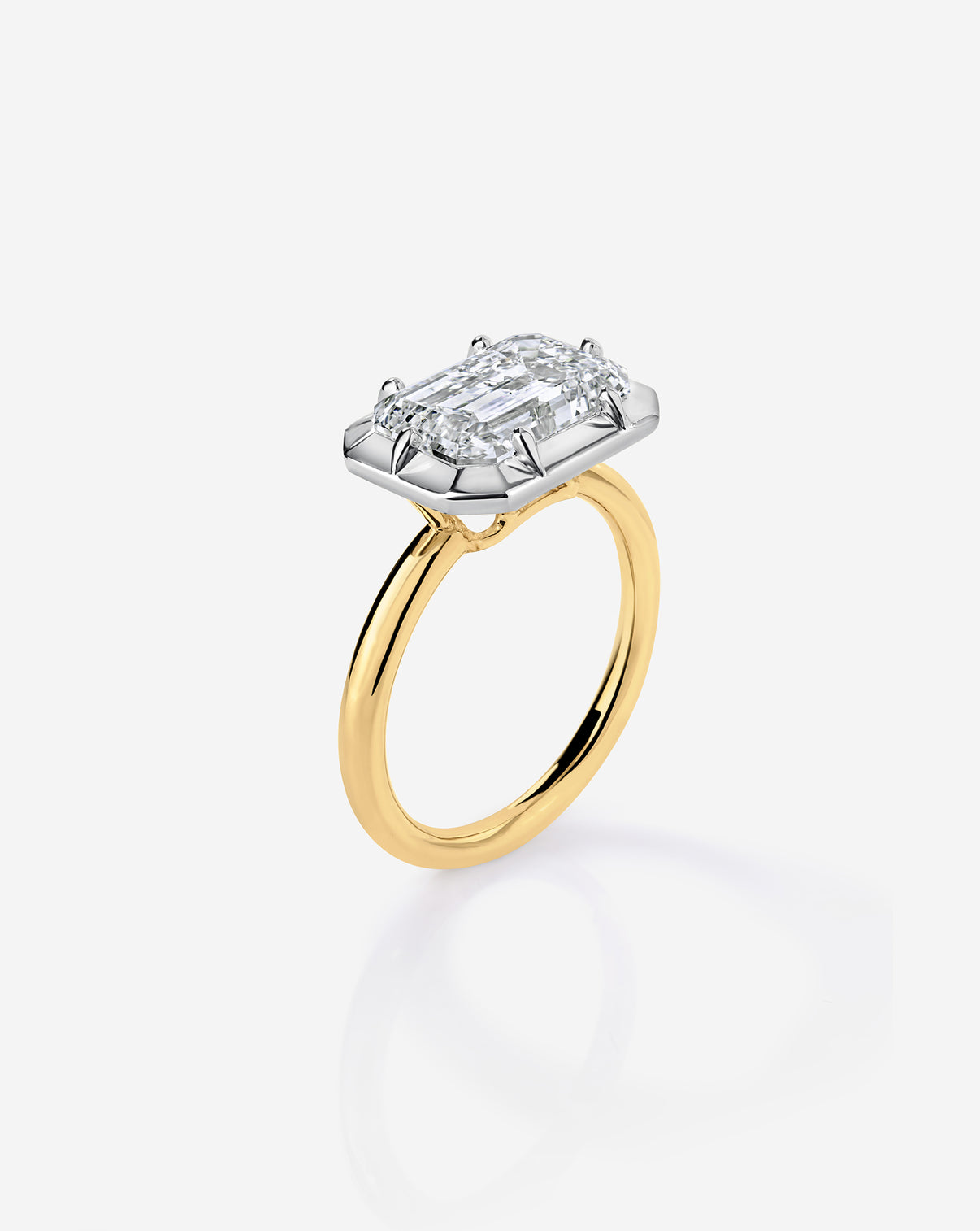 3 carat Emerald Lab Diamond in Dream Wrap 14K Yellow Gold side view