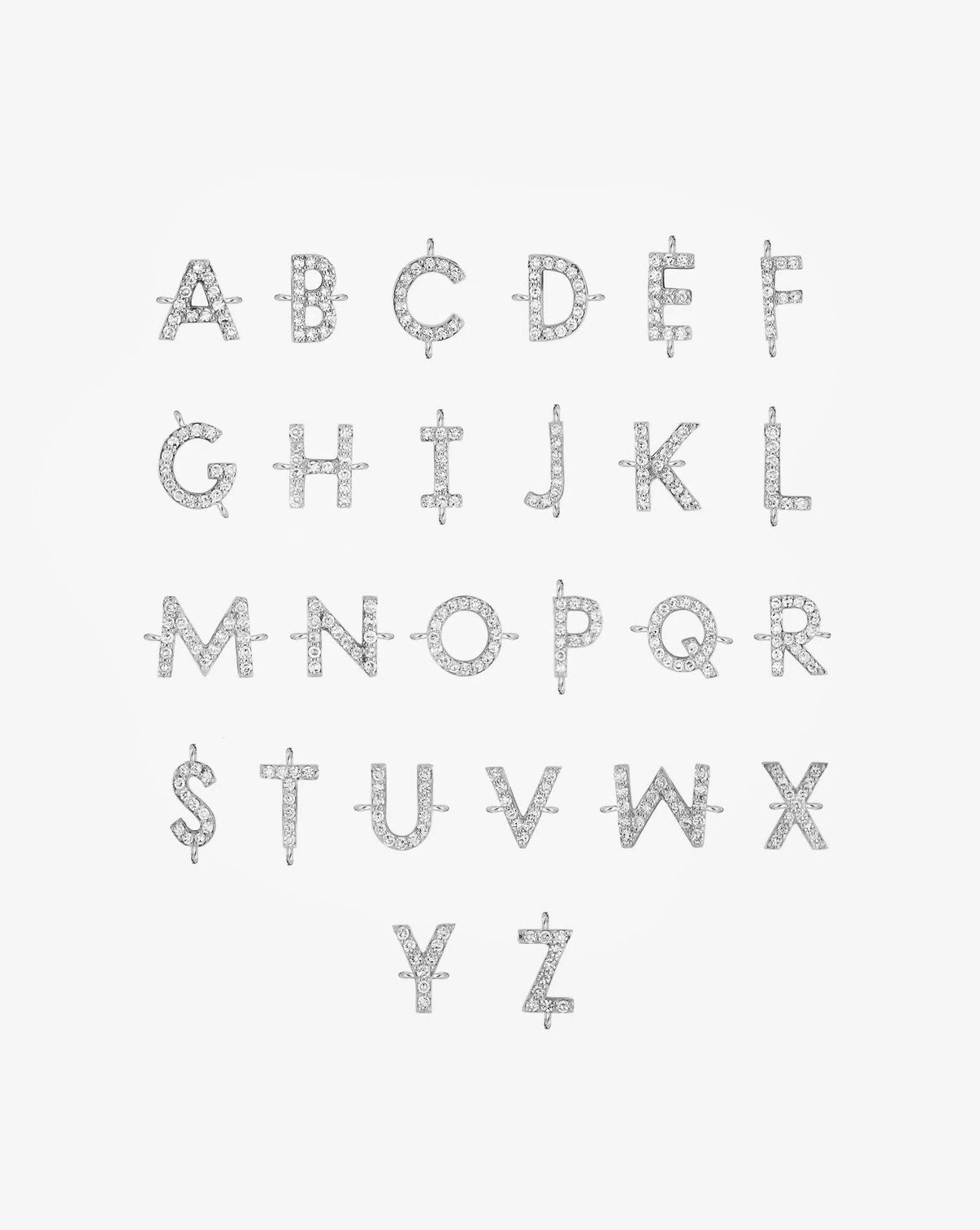 Composite of A-Z letters of Diamond Initial Bracelet in White Gold