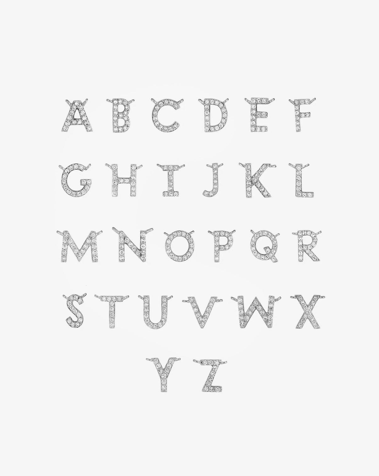 Composite of A-Z letters of Diamond Initial Necklace in White Gold