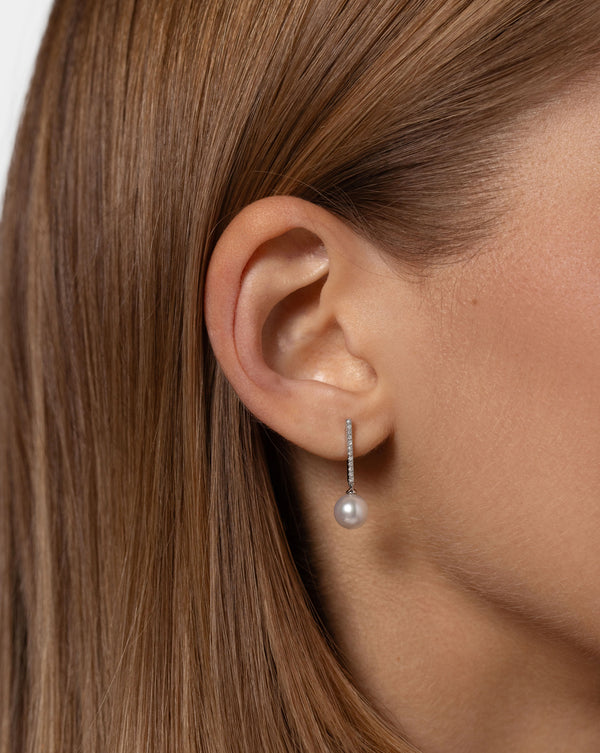 Ring Concierge Earrings: 14k Diamond + Pearl Drop Earrings