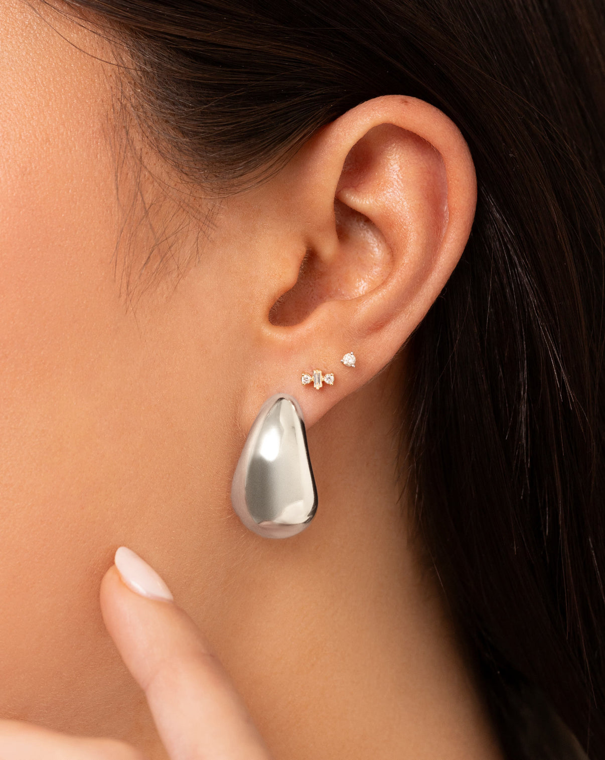 Bold Gold Cloud Earrings in White Gold