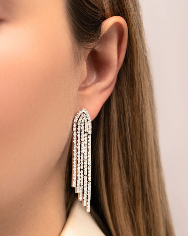 Pavé Waterfall Earrings on model