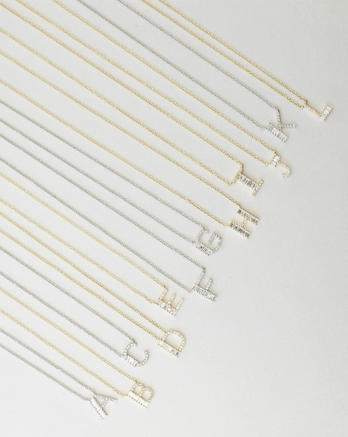 Ring Concierge Baguette + Pavé Initial Necklace Initials A-L