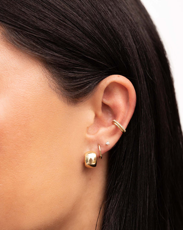 Modern Design 22K Gold Hoop Earrings