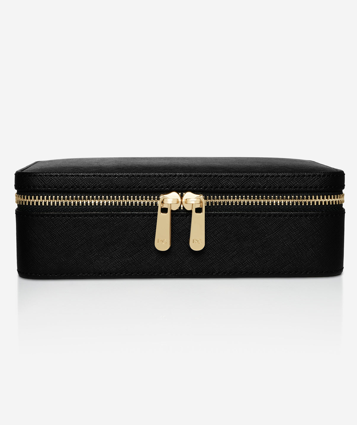 Multiway Leather Jewelry Case shown zippered close.
