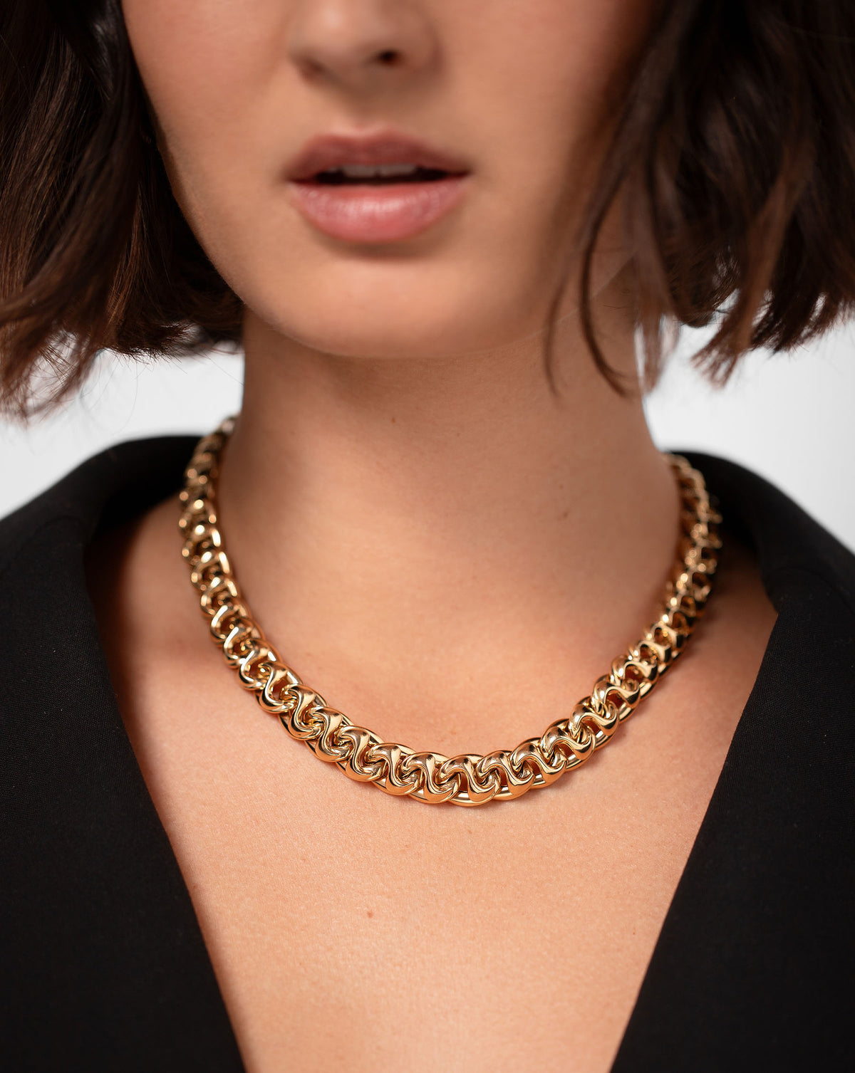 Ring Concierge Bold Gold Curve Chain Necklace 14k Yellow Gold