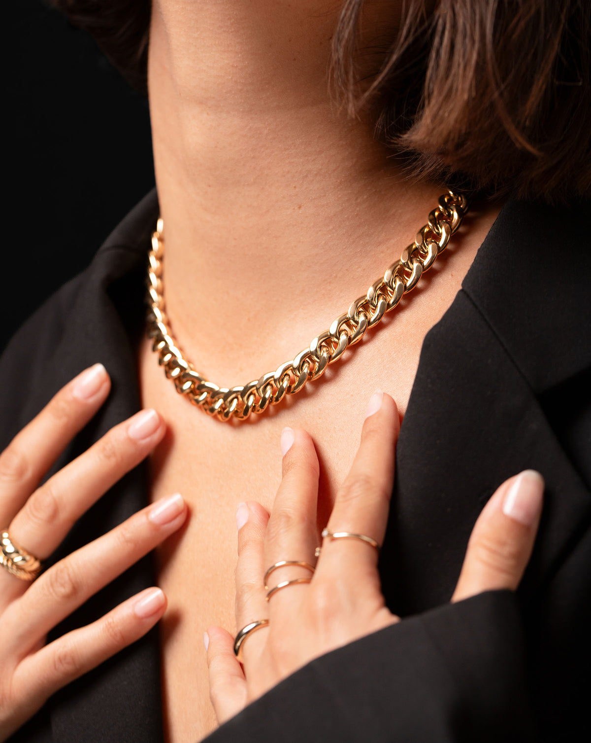 Ring Concierge Bold Gold Curve Chain Necklace 14k Yellow Gold