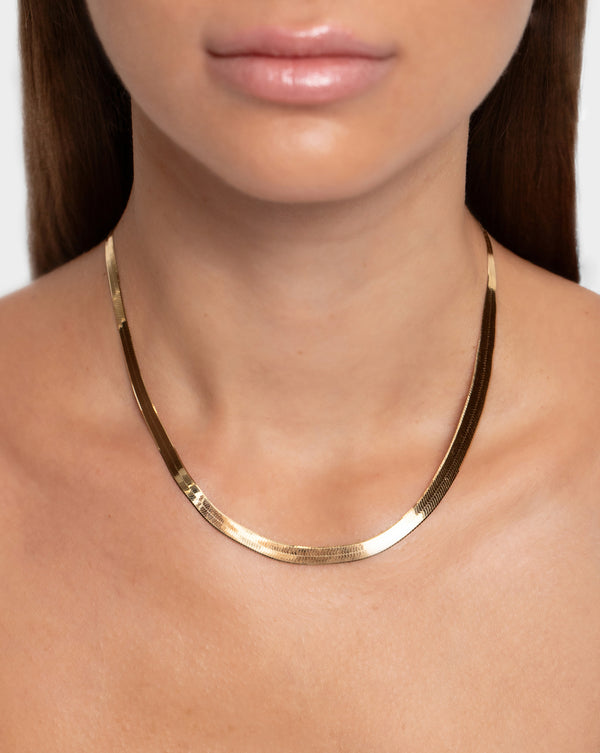 Herringbone Chain Necklace on model