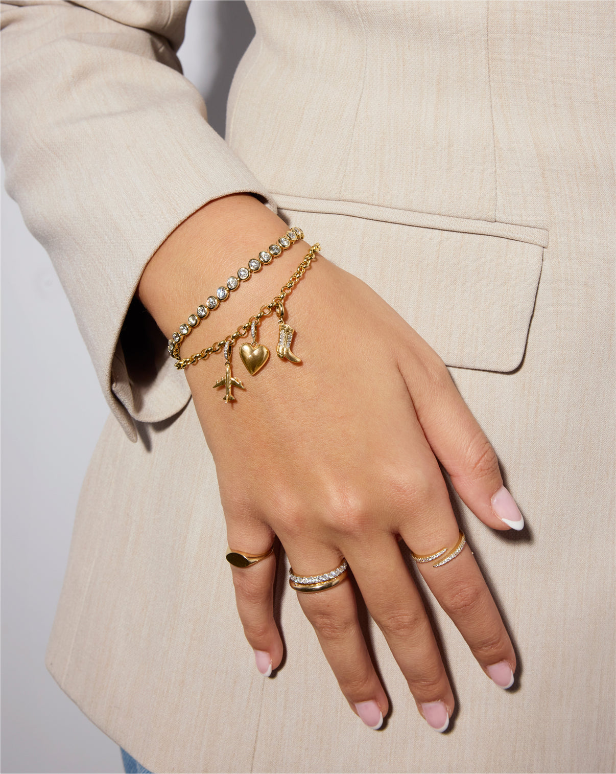 On-model image of charm bracelet