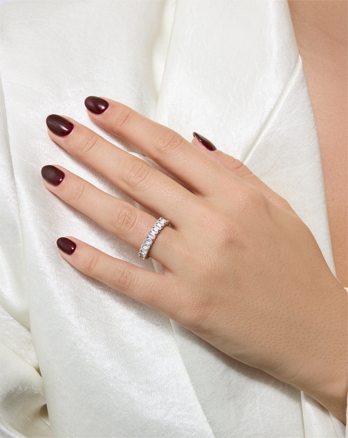emerald diamond eternity band | on model global
