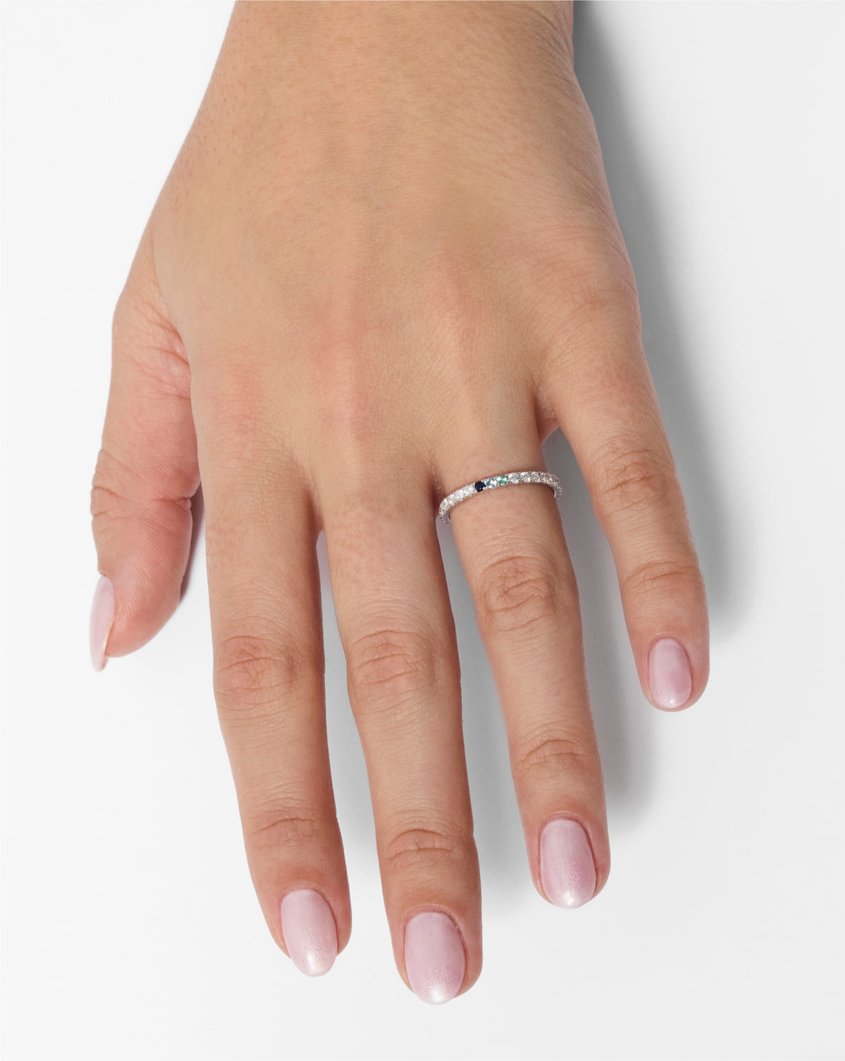 1.9 mm Personalized Perfect Pavé Diamond Ring styled alone on model GLOBAL