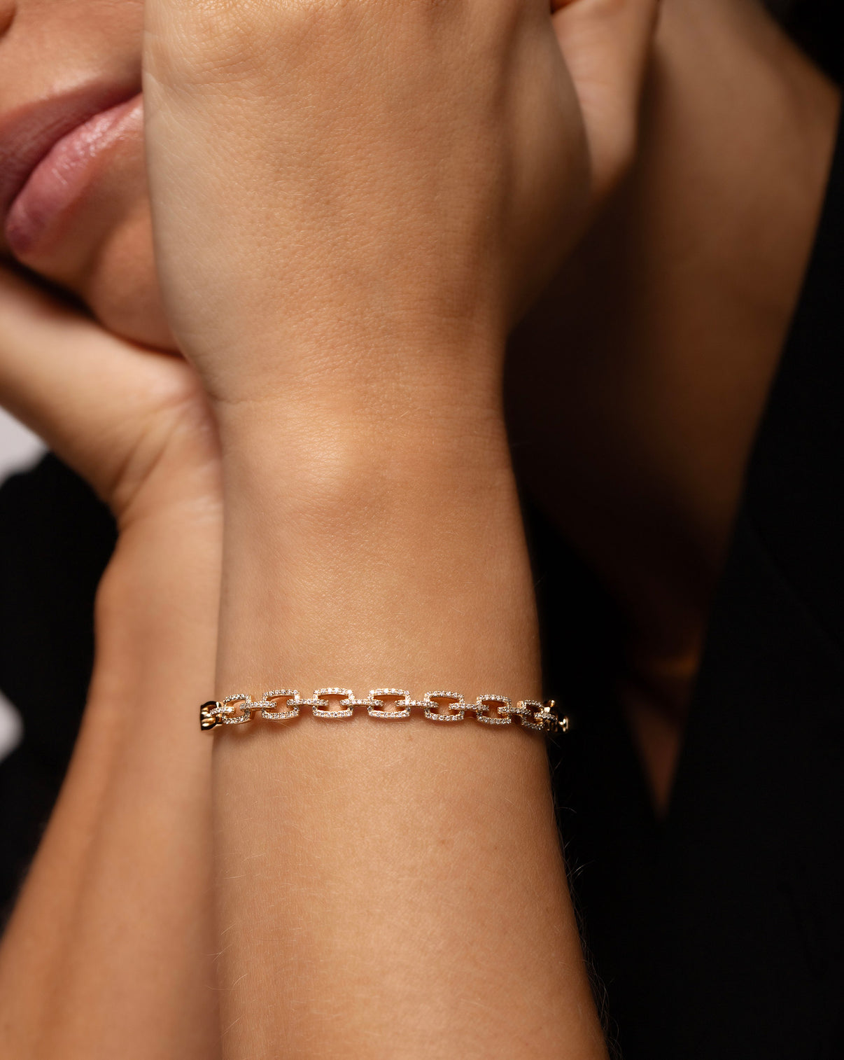 diamond link bangle shown on model