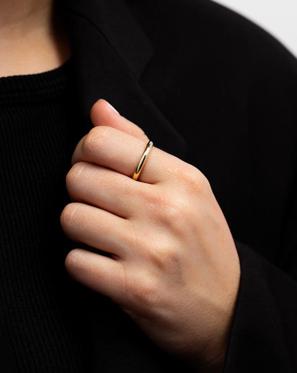 Petite Gold Cloud Ring in yellow gold on model wearing black