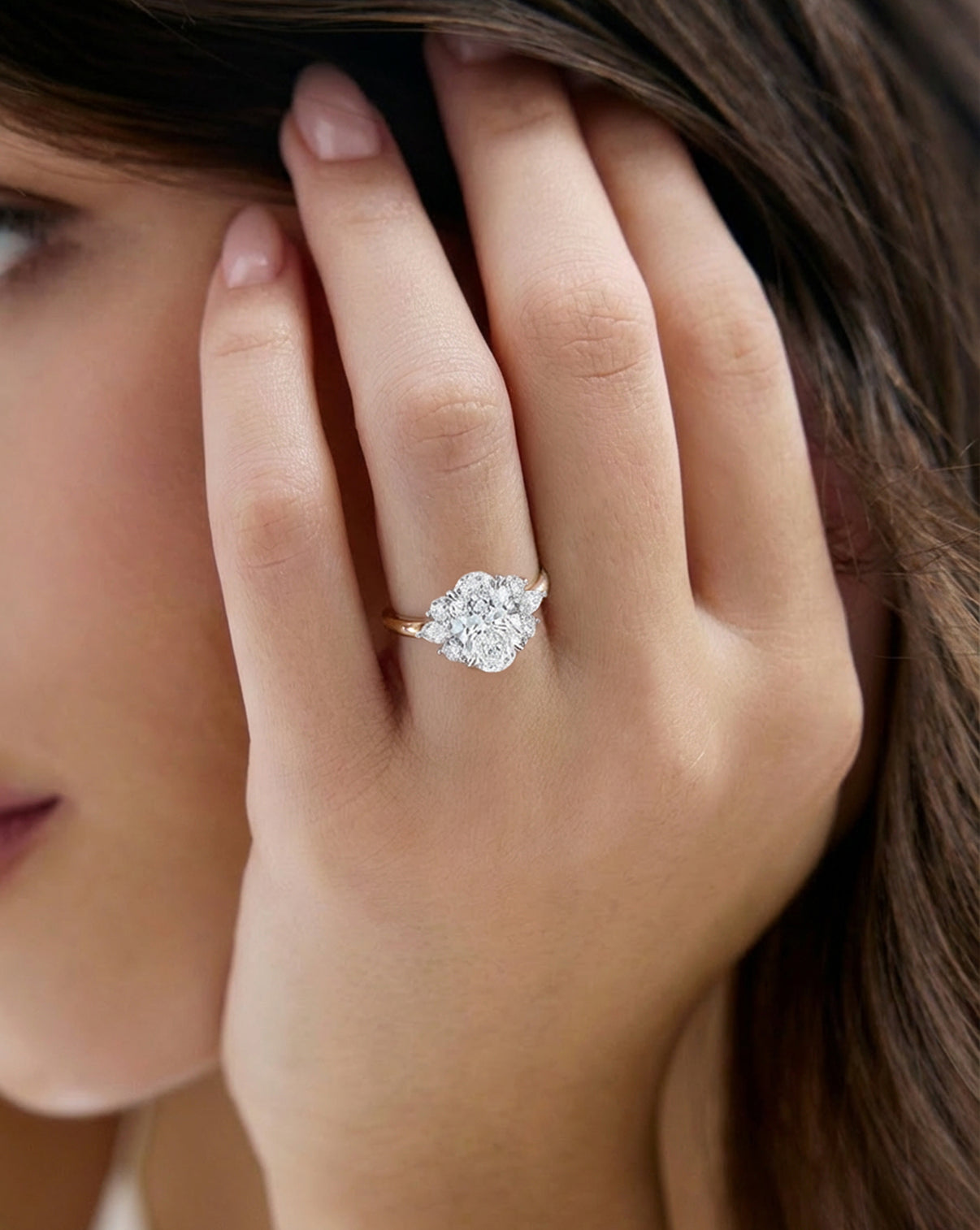 The Ivy Yellow Gold Engagement Ring close up shown on model 443934799331416 43934987092056 
43934983258200