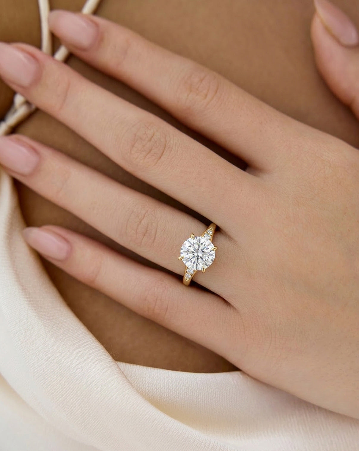 The Celeste
Yellow Gold Engagement Ring on model 43934988664920 43934798086232 43934985912408