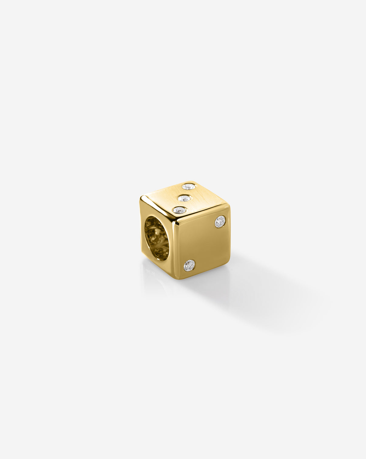 diamond dice bead charm against white background
