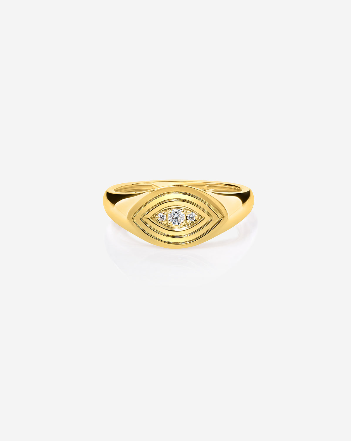 Evil Eye Signet Ring on white background