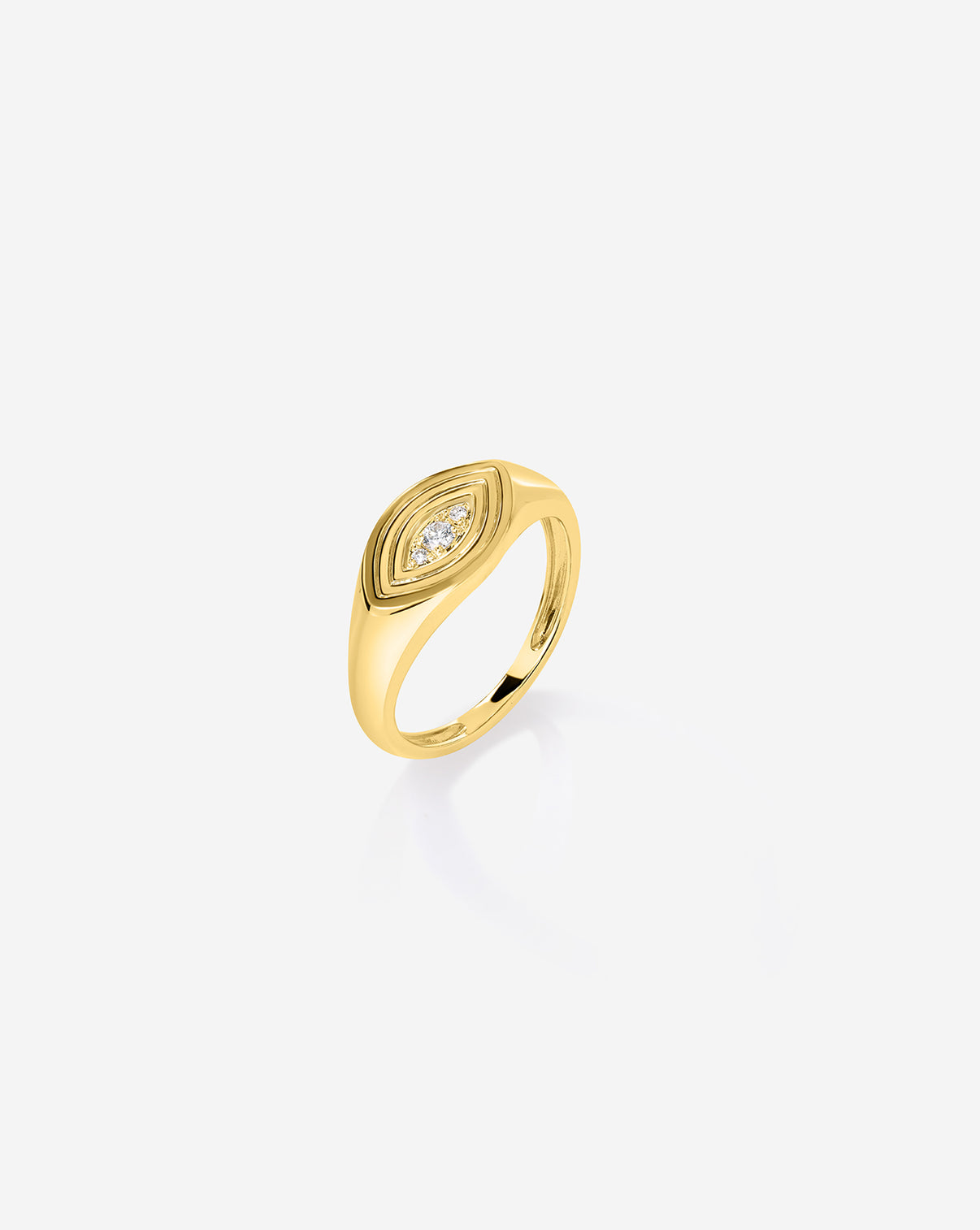 Evil Eye Signet Ring side view on white background