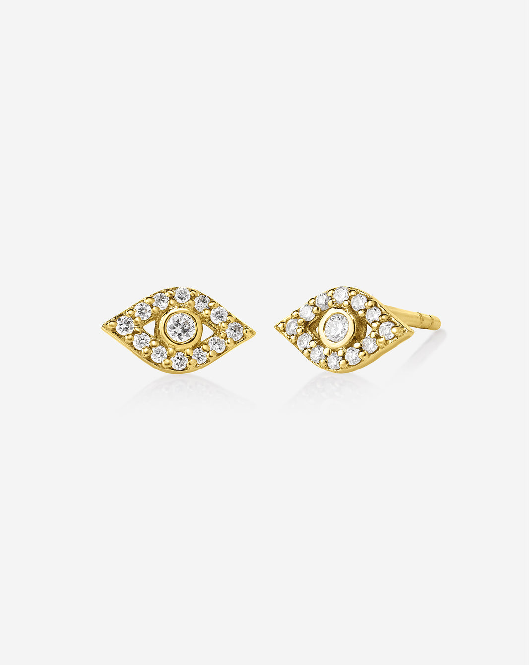 Diamond Evil Eye Earrings on white background