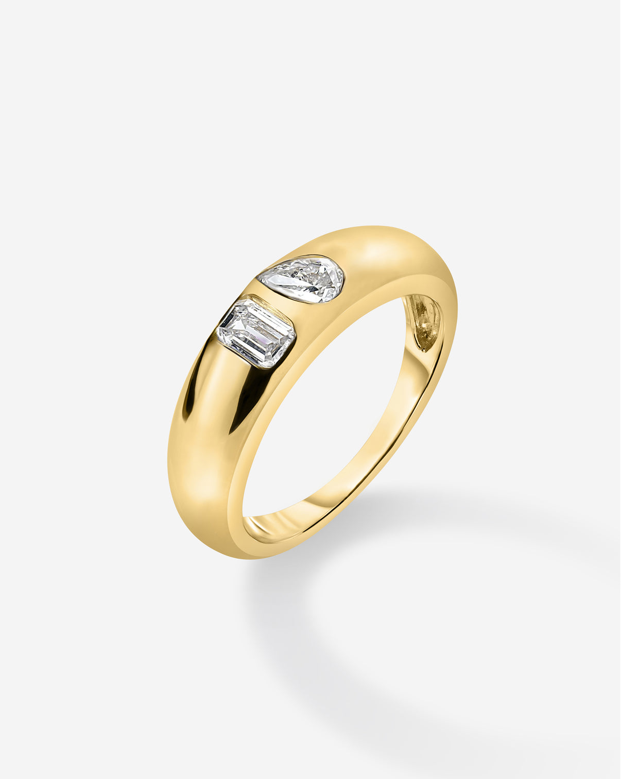 ghost image of lab diamond duo ring ide view 14K YELLOW GOLD