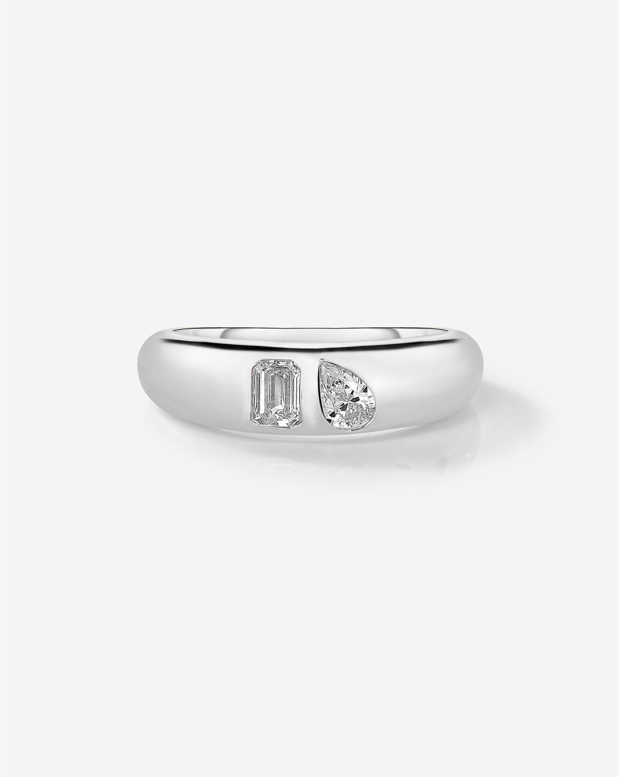 ghost image of lab diamond duo ring front view 14K WHITE GOLD