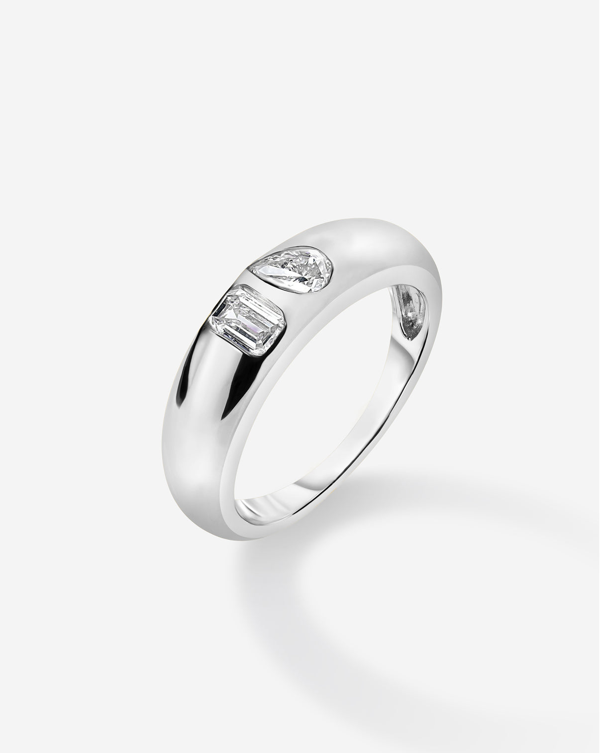 ghost image of lab diamond duo ring side view 14K WHITE GOLD