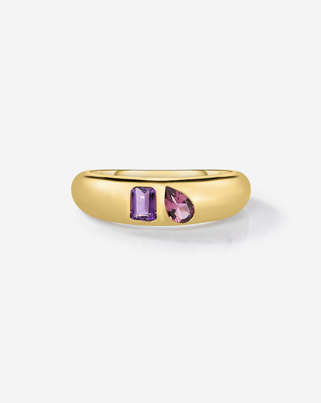 ghost image of 14k yellow gold birthstone duo ring