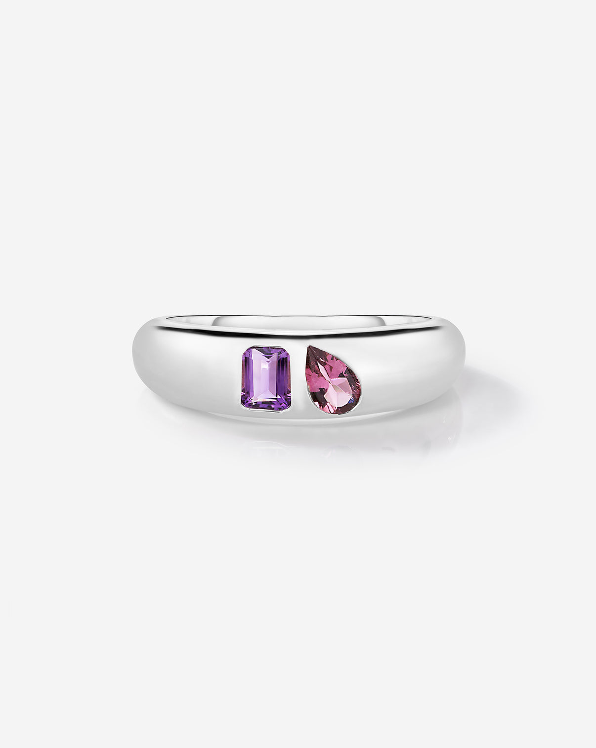 ghost of birthstone duo ring front view 14K WHITE GOLD