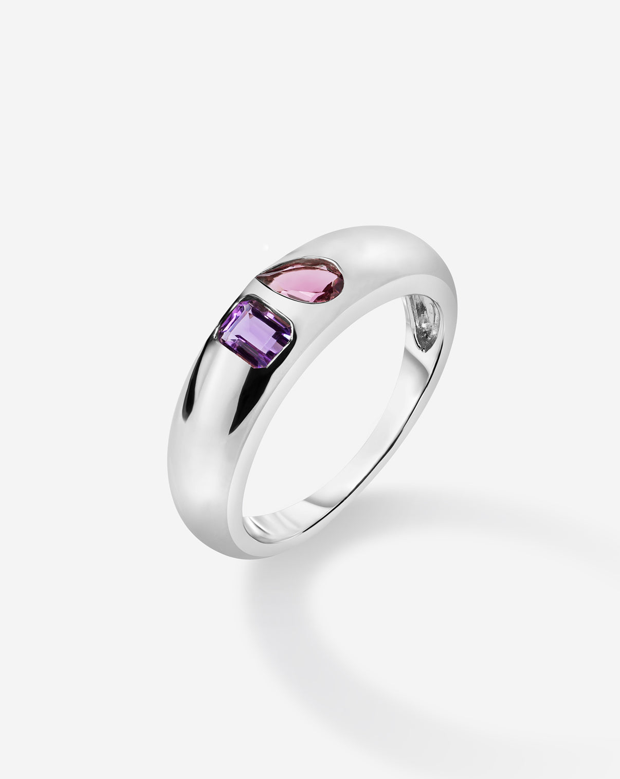 ghost of birthstone duo ring side view 14K WHITE GOLD