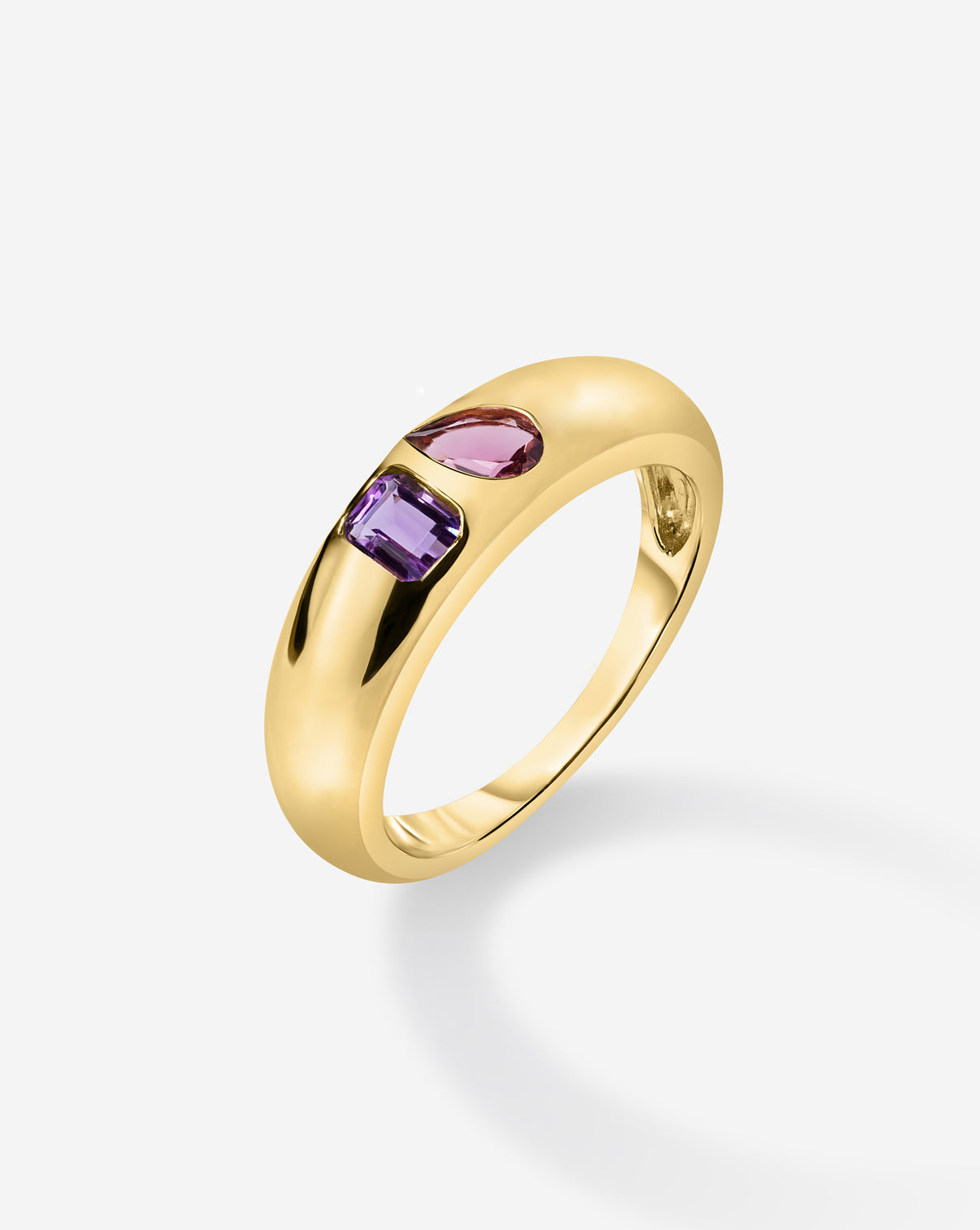 ghost of birthstone duo ring side view 14K YELLOW GOLD