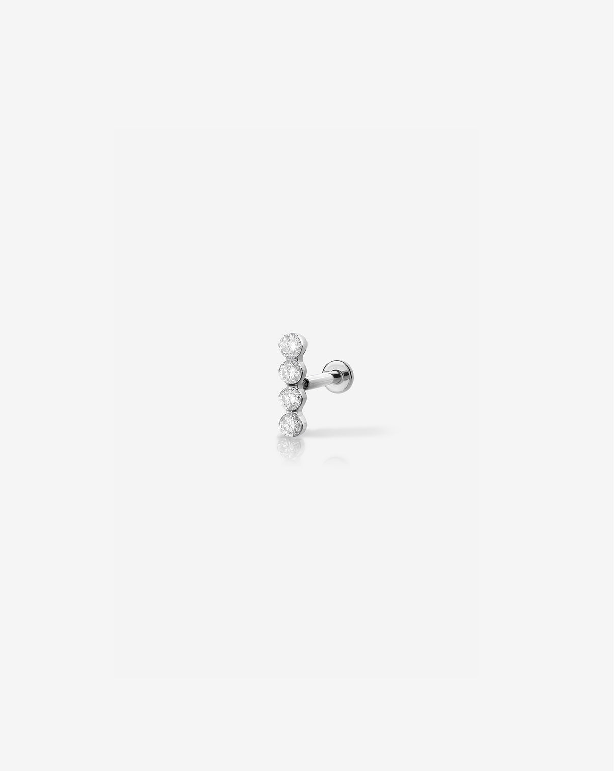 4 diamond row Flatback Earring White Gold front detail