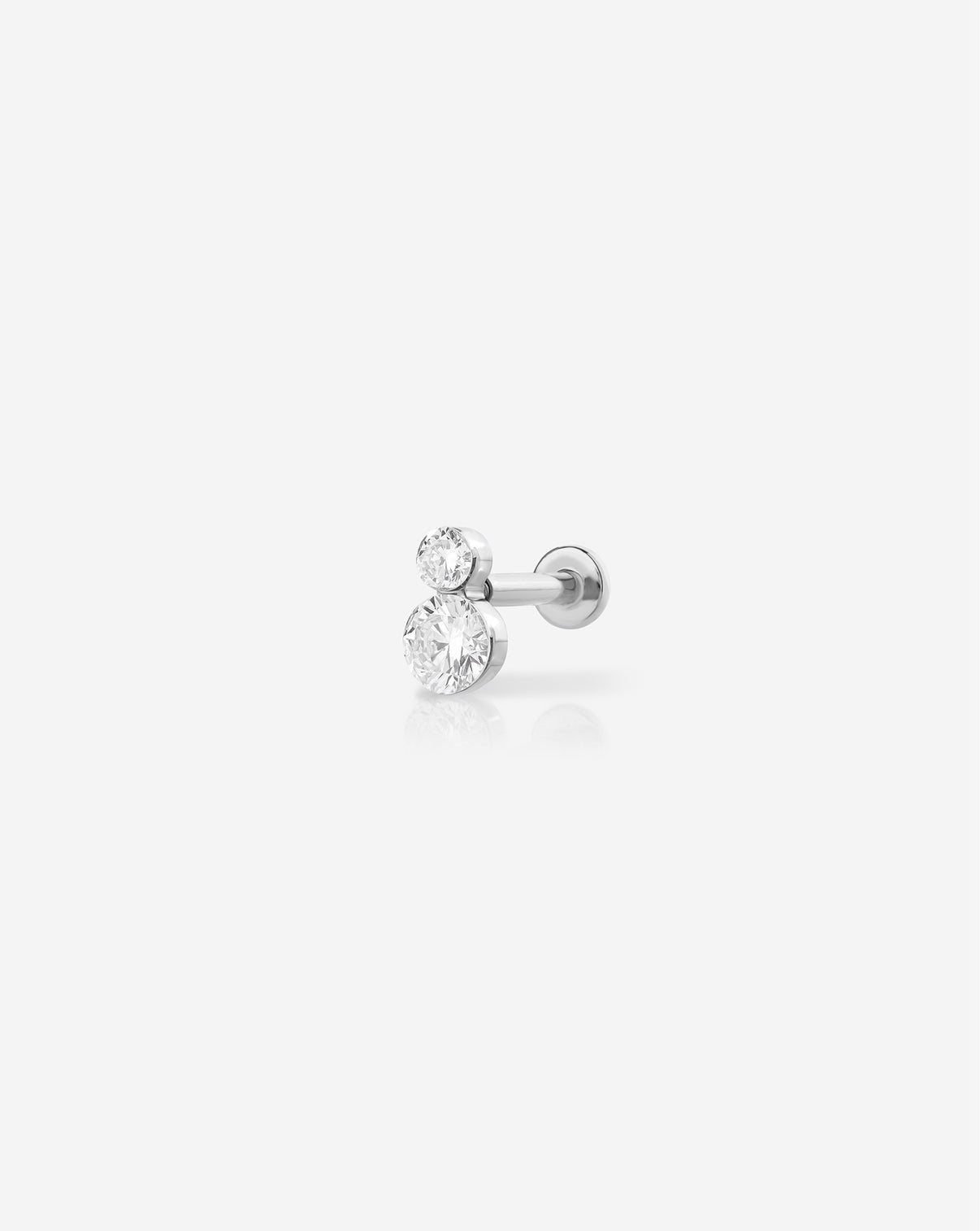 duo diamond Flatback Earring White Gold front detail