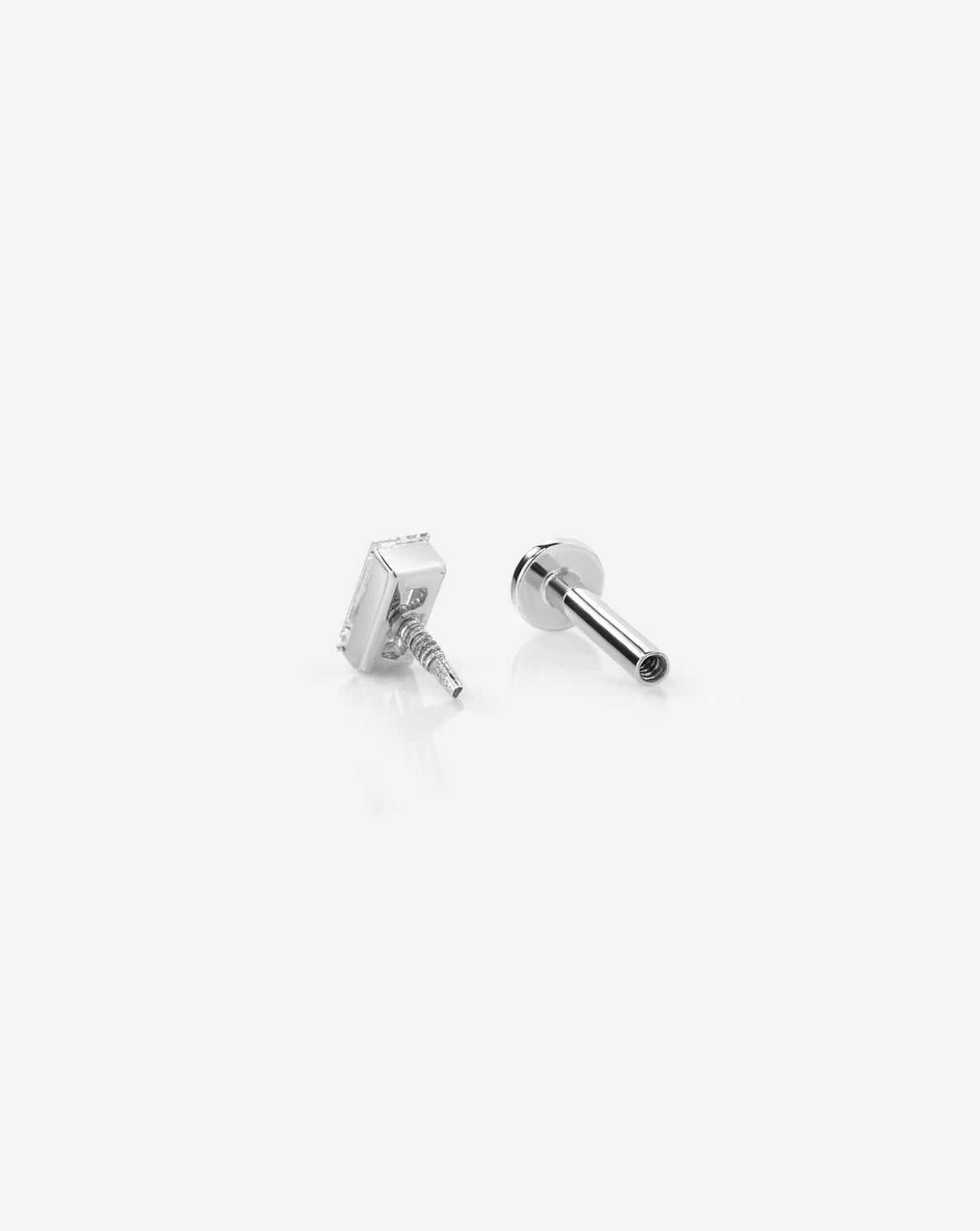 Emerald Diamond Flatback Earring White Gold back detail