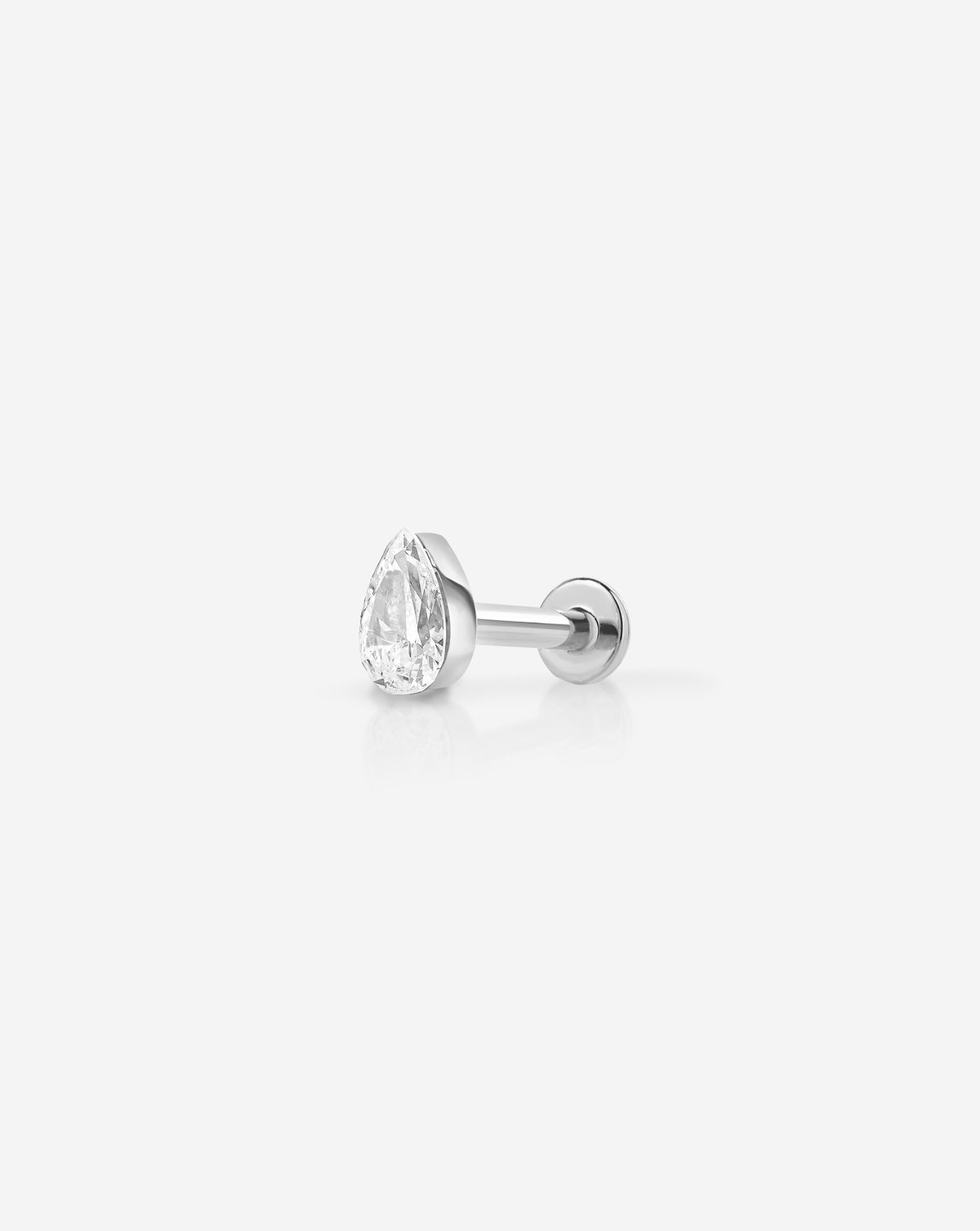 Pear Diamond Flatback Earring White Gold front detail
