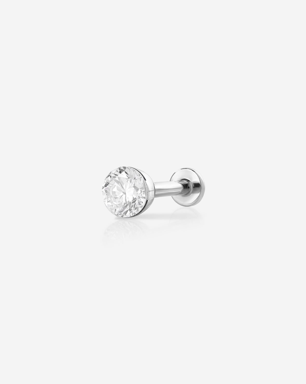 Round Diamond Flatback Earring White Gold front detail