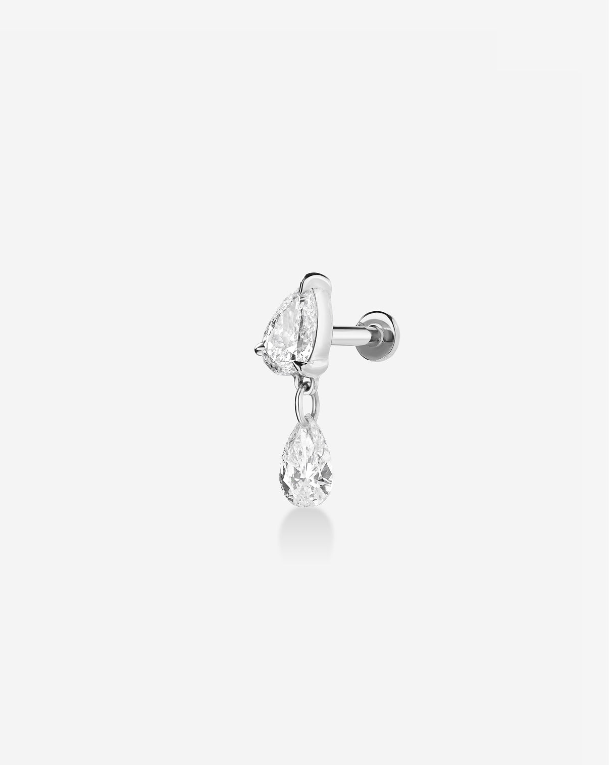 Pear Drop Flatback Earring White Gold front detail