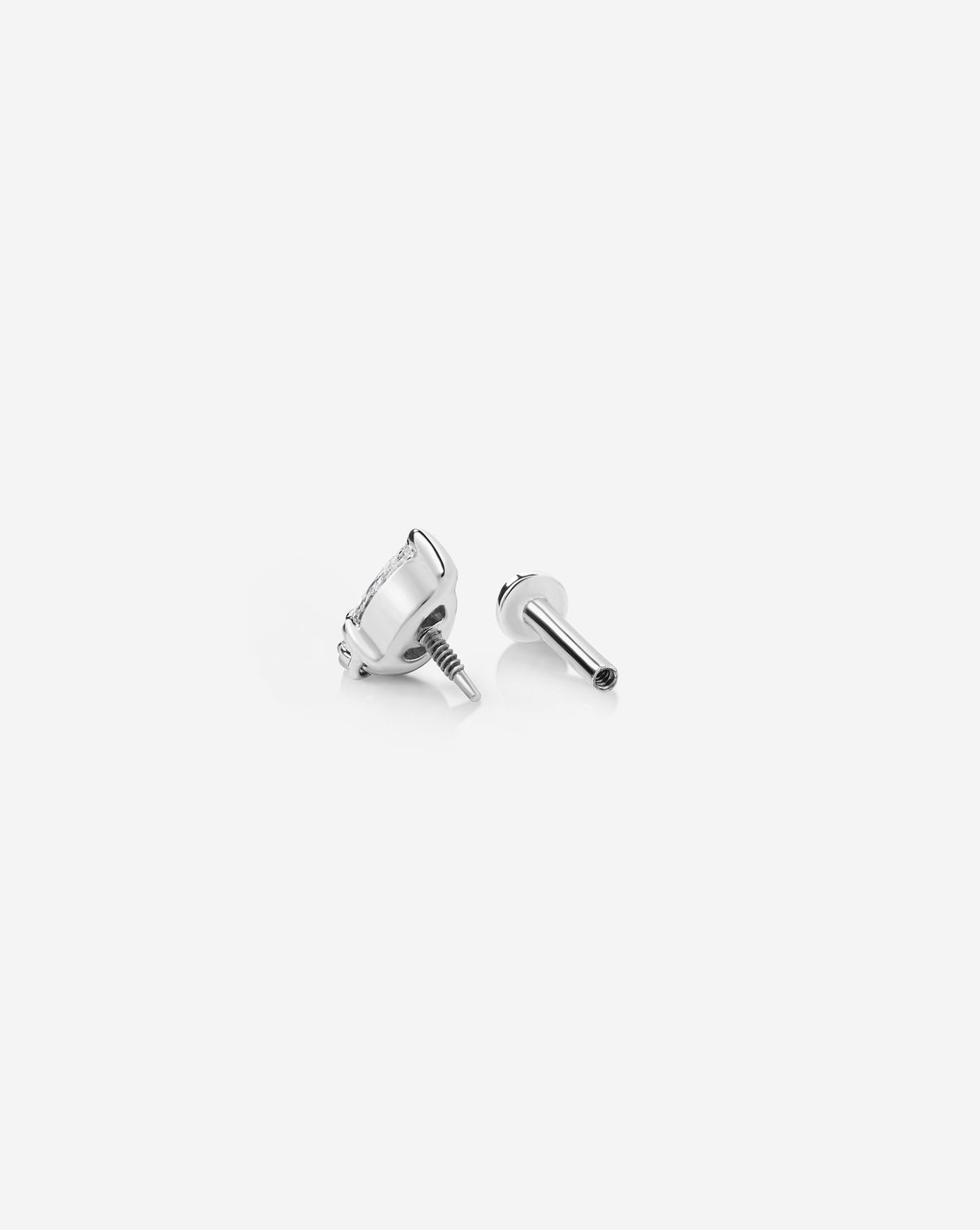 Pear Drop Flatback Earring White Gold back detail