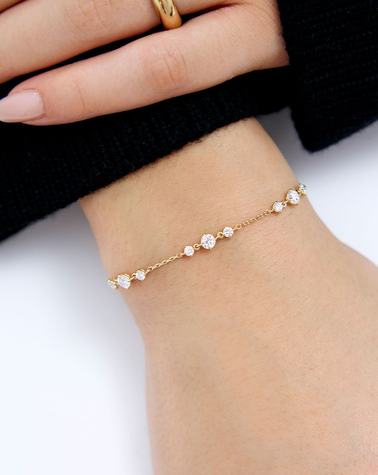 Starlight Lab Diamond Bracelet in 14K Yellow Gold shown on model's wrist
