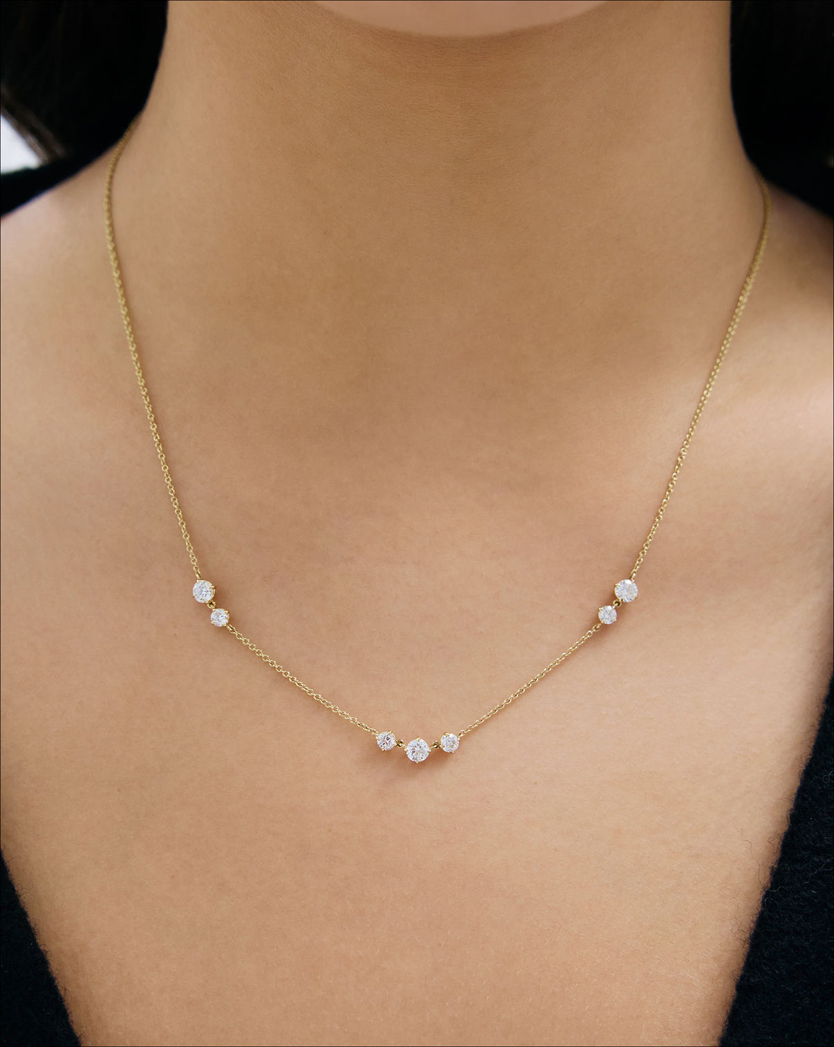 Starlight Lab Diamond Necklace in 14K Yellow Gold worn on model