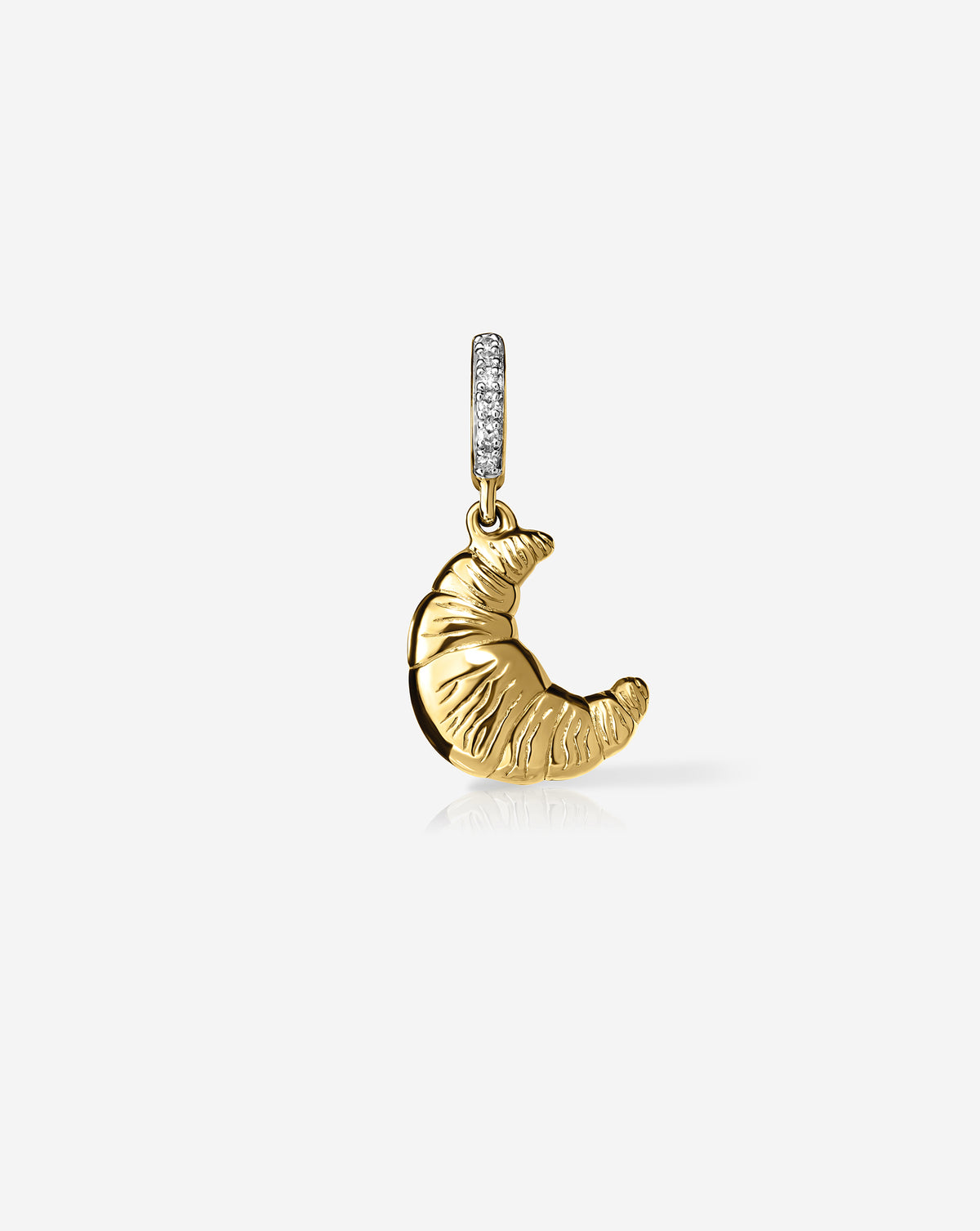 14k yellow gold Croissant Charm with 9 round, natural diamonds