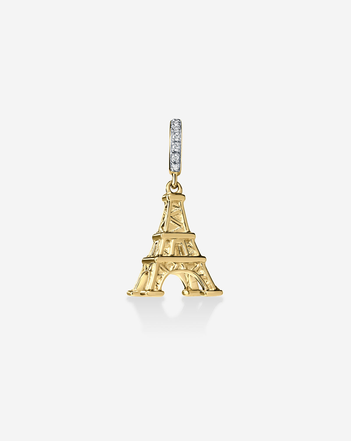 14k yellow gold eiffel tower charm with diamond details