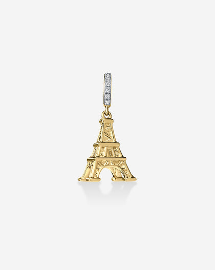 14k yellow gold eiffel tower charm with diamond details